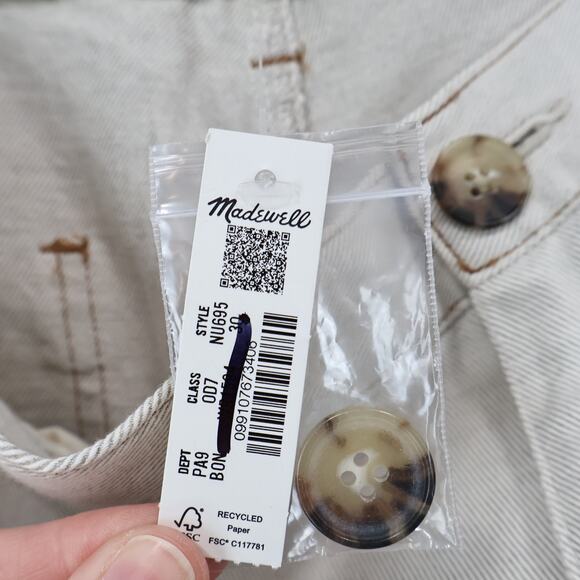NWT Madewell The Dean Easy Linen Blend Cuffed Hem Twill Pant In Bone Size 30 - Picture 14 of 14
